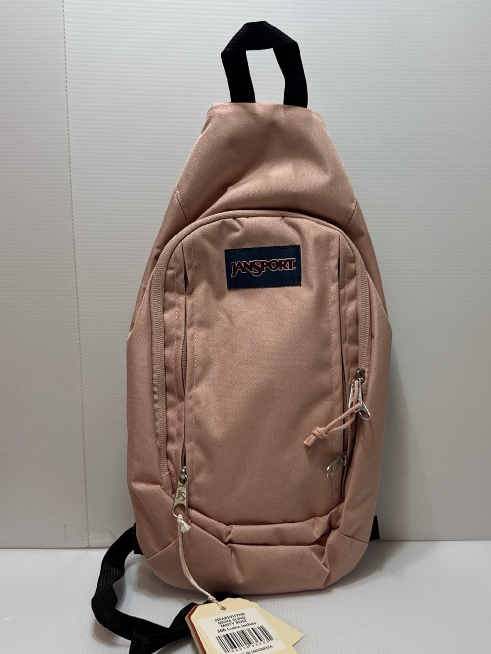 Jansport JS0A85VH-7N8 Zippered Move Sling Backpack Misty Rose Pink 366 Cubic In